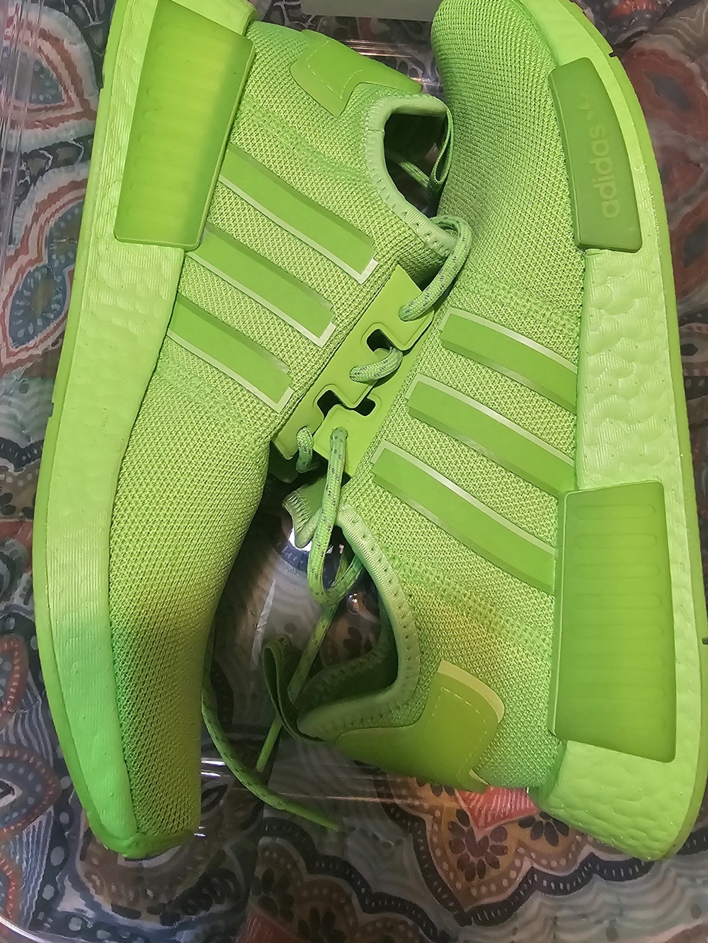 adidas Neon Green Slip-On Athletic Sneakers Womens Size 8.5 Or Mens 10